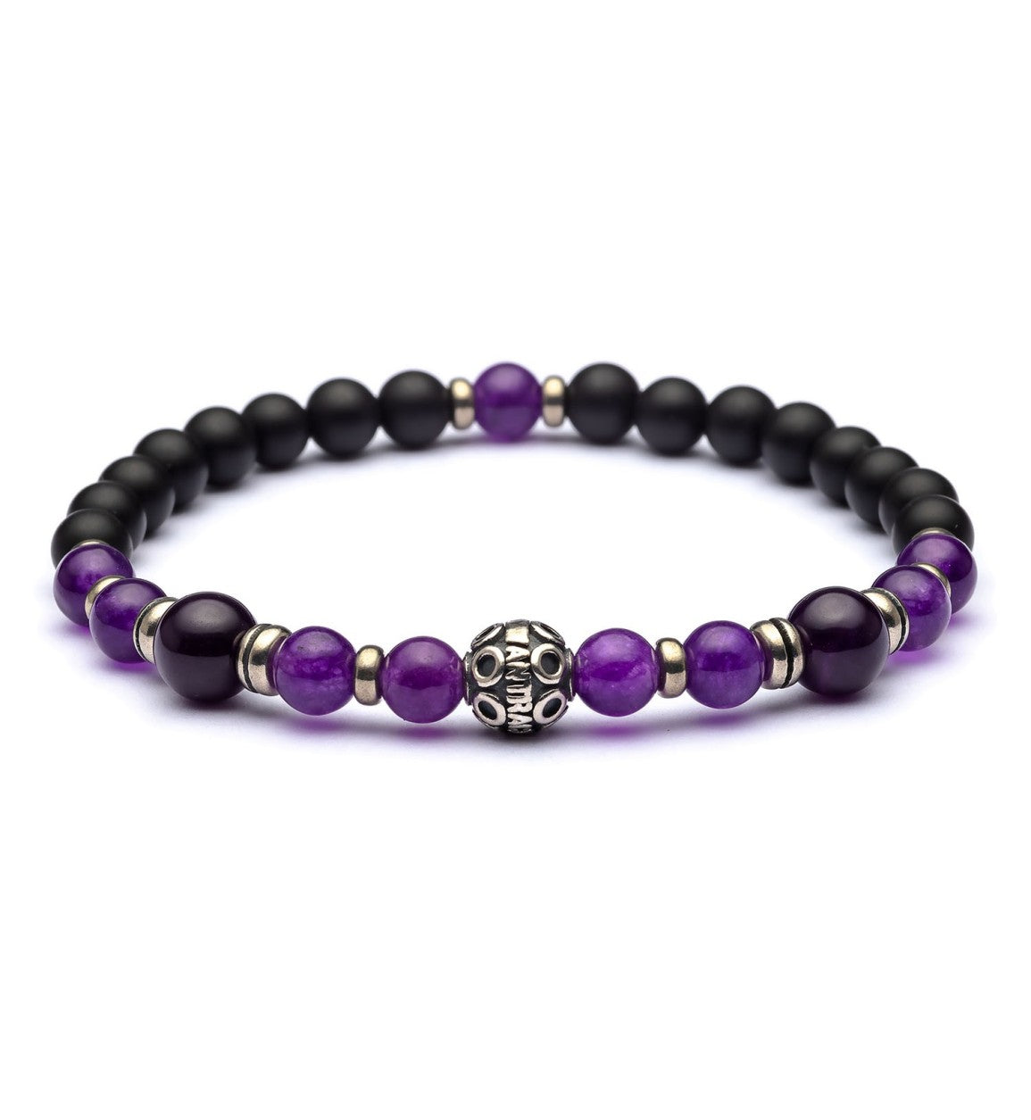 Bracciale Unisex  Antracite Con Pietre Viola  Kundalini